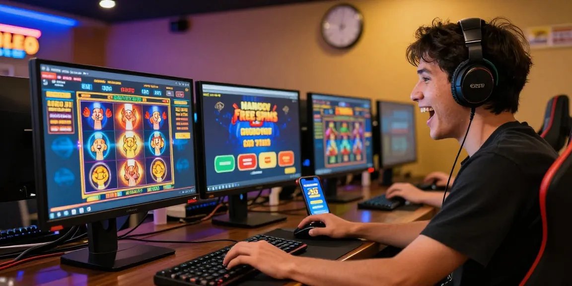Player thrilled by free spins on registration UK at vibrant online casino gaming setup.