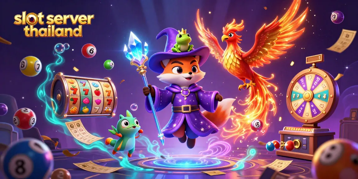 Experience thrilling action at slot server thailand with a magical scene featuring a wizard fox and vibrant slots.