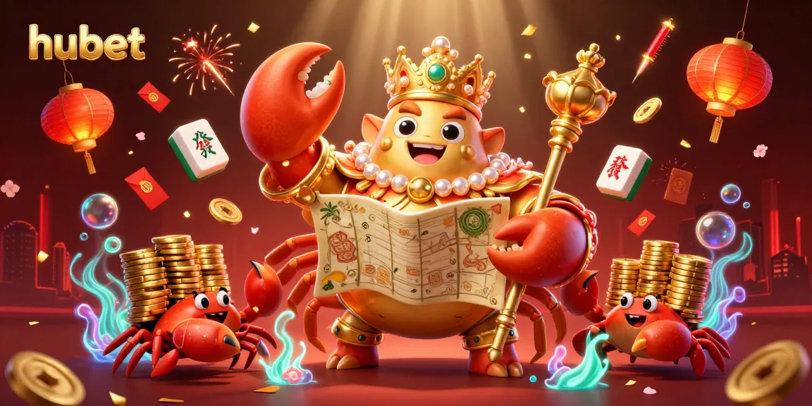 Experience thrilling gameplay with hubet's vibrant 3D casino adventure featuring a golden crab emperor and treasure elements.