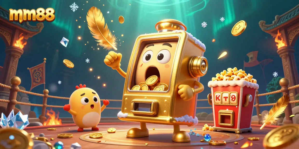 Experience mm88 with the exciting golden slot machine hitting a jackpot amidst dynamic casino elements.