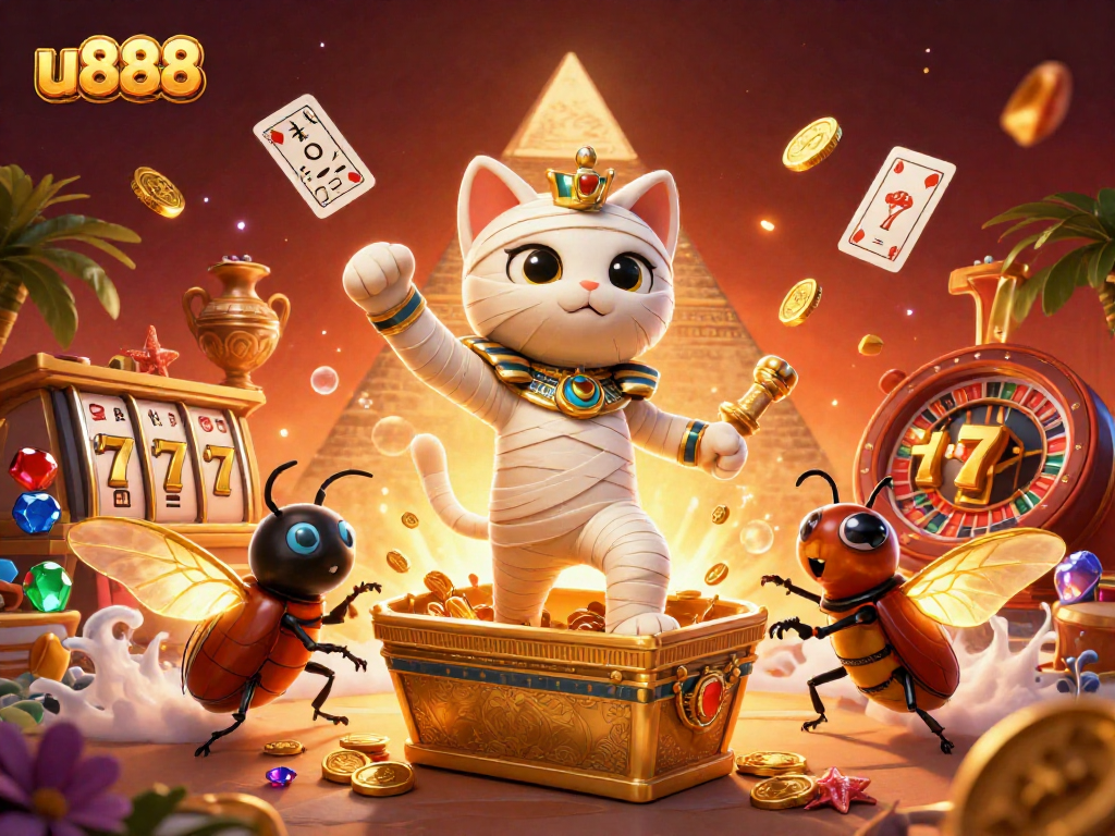 Engage in thrilling gaming experiences at u888 with vibrant 3D casino elements and entertaining characters.