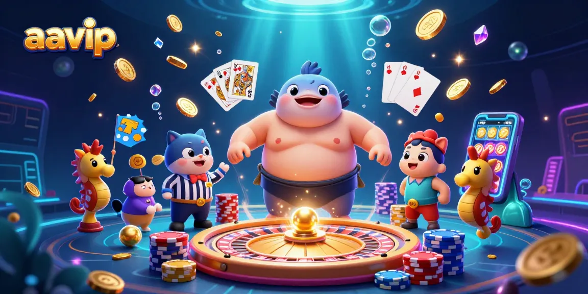 Engage with the vibrant undersea scene featuring AAVIP's lively casino atmosphere with blowfish and catfish.