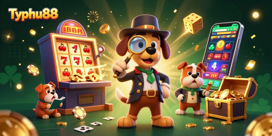 Typhu88 reveals a thrilling 3D casino adventure with detective characters discovering poker chips and treasures.