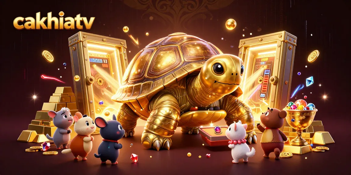 CakhiaTV enhances betting excitement with vibrant gold-themed 3D illustration showcasing games and treasures.