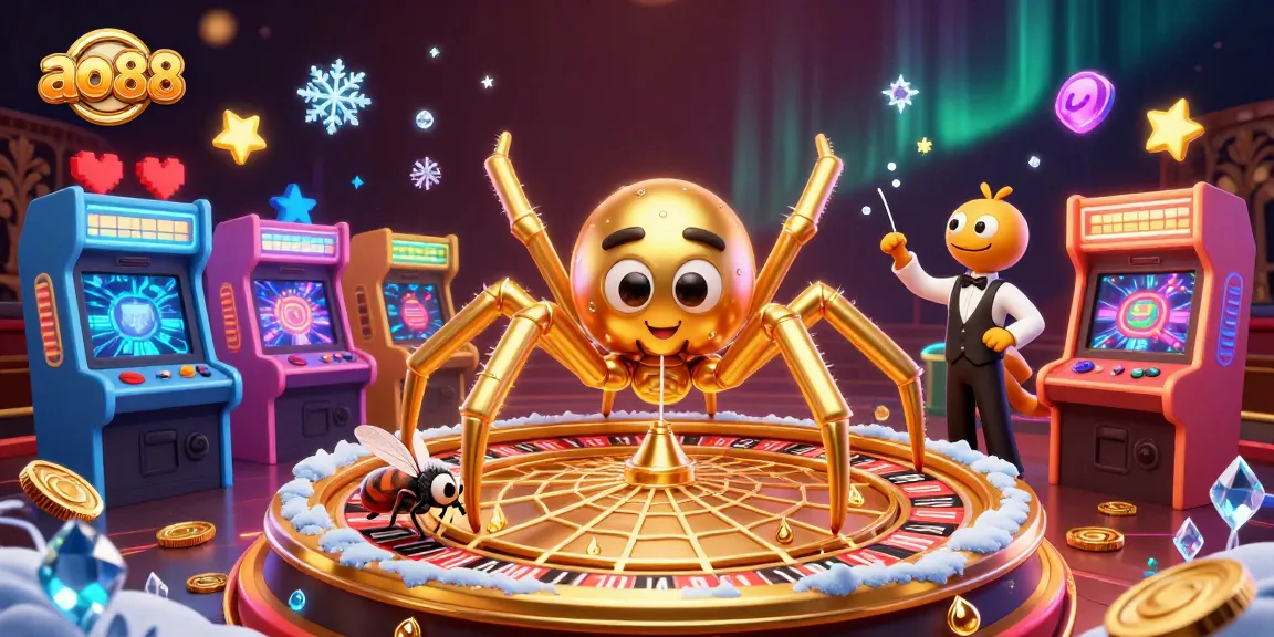 Experience the thrill of ao88 as a fly bets at a roulette wheel inspired web spun by a golden spider.