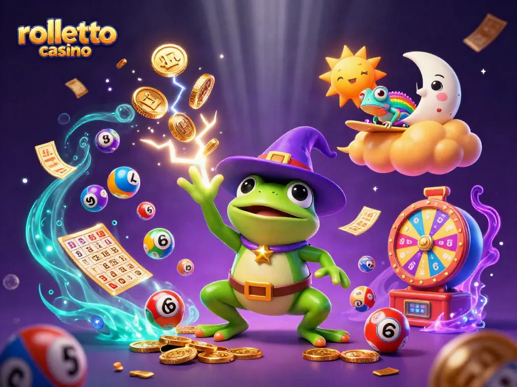 Experience gaming excitement at rolletto casino with vibrant characters and captivating casino elements.