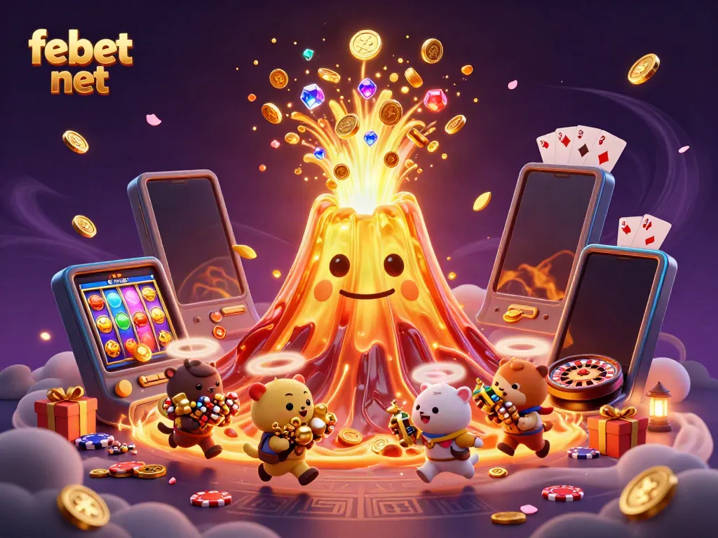 Win big with the febet net golden volcano and treasure-filled adventure in this dynamic online casino scene.