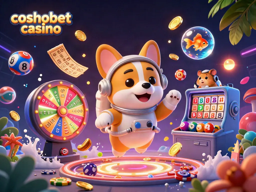 Experience the excitement of cosmobet casino with a vibrant, dynamic 3D scene of fun and gaming.