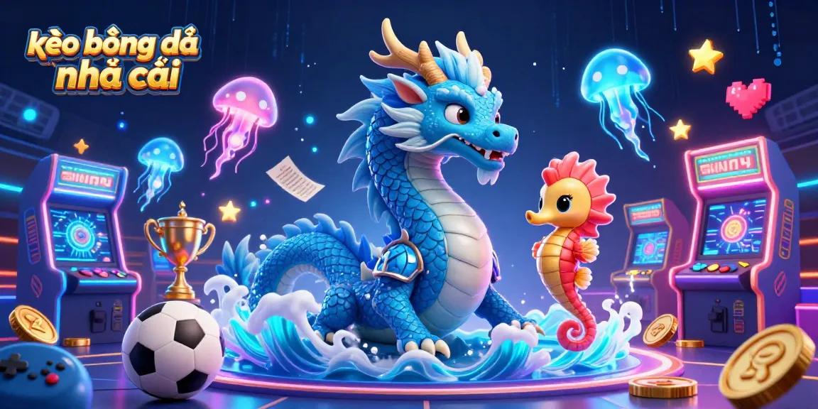 Betting with kèo bóng đá nhà cái: a vibrant sports scene featuring an azure dragon and coral seahorse.