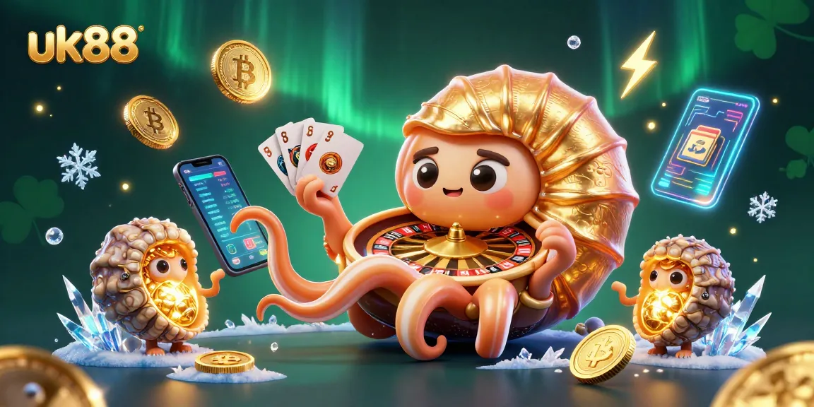 Experience the thrill of uk88 with an imaginative 3D illustration showcasing vibrant casino elements.