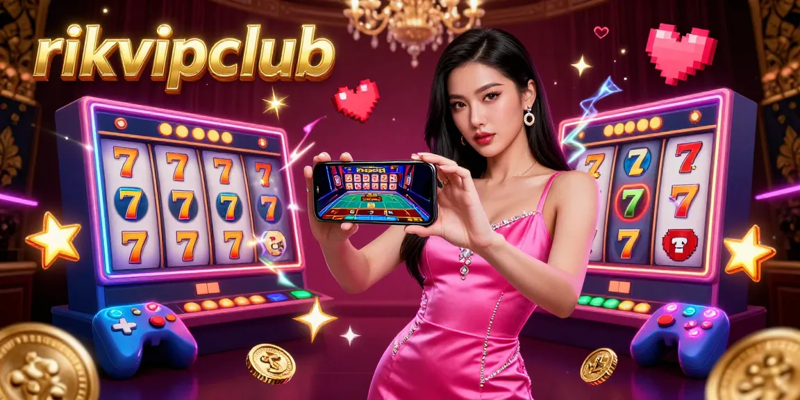 Engage in stunning slots action at rikvipclub with a vibrant live dealer game illustration.