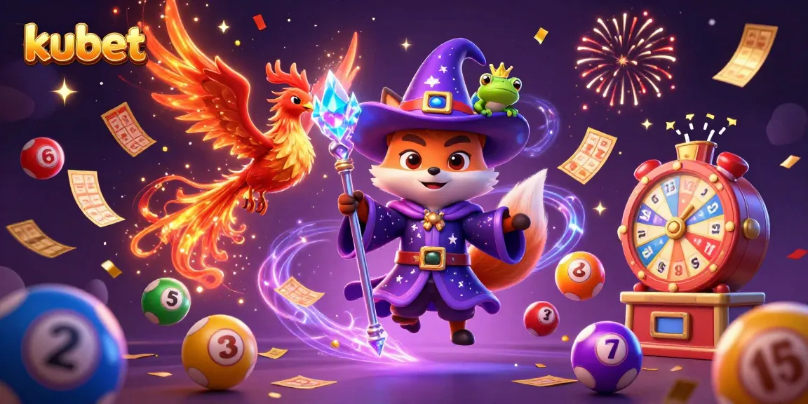 Experience exciting gameplay at kubet with a mystical wizard fox, vibrant lottery elements, and dynamic casino excitement.