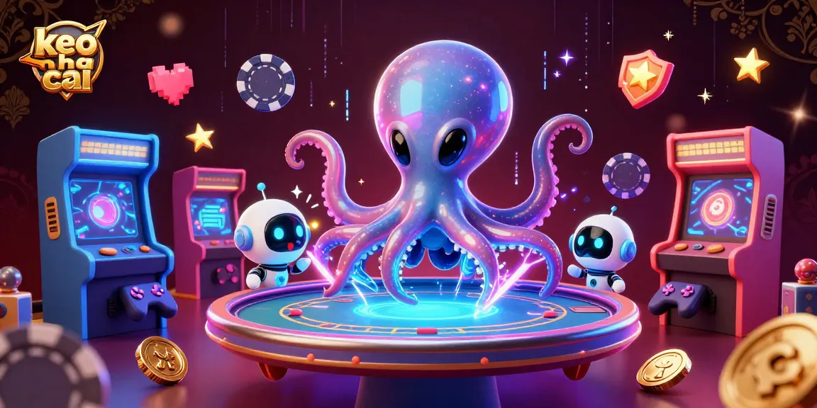 Engage with keo nha cai at a holographic poker table, surrounded by exciting arcade elements.