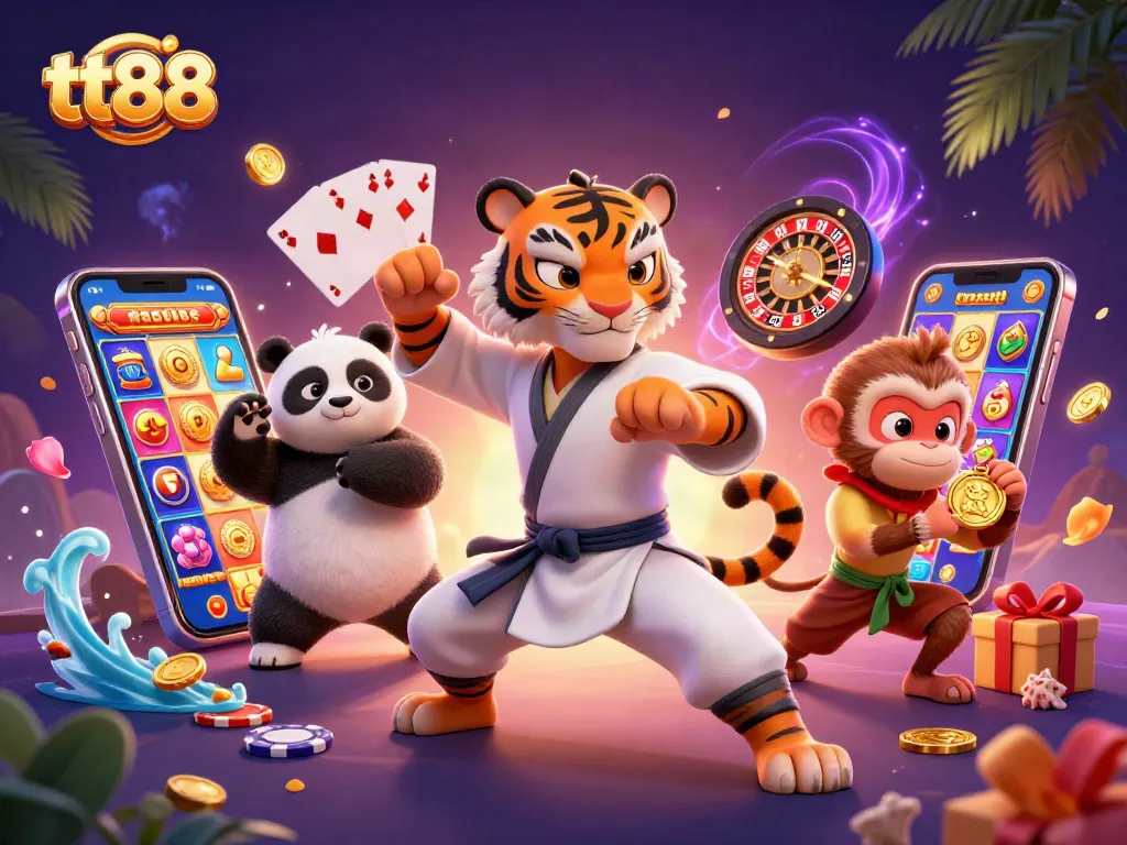 Experience the thrill of gaming with tt88 as the kung fu tiger and friends engage in dynamic gambling fun.