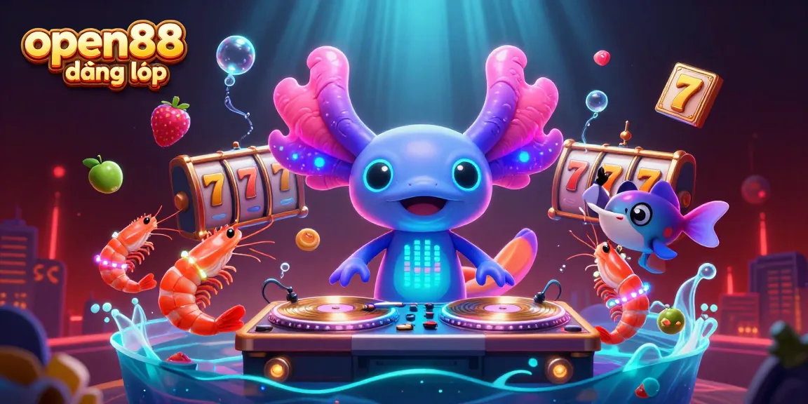 Experience thrilling open88 đăng nhập gameplay with vibrant slot reels and dynamic underwater characters.
