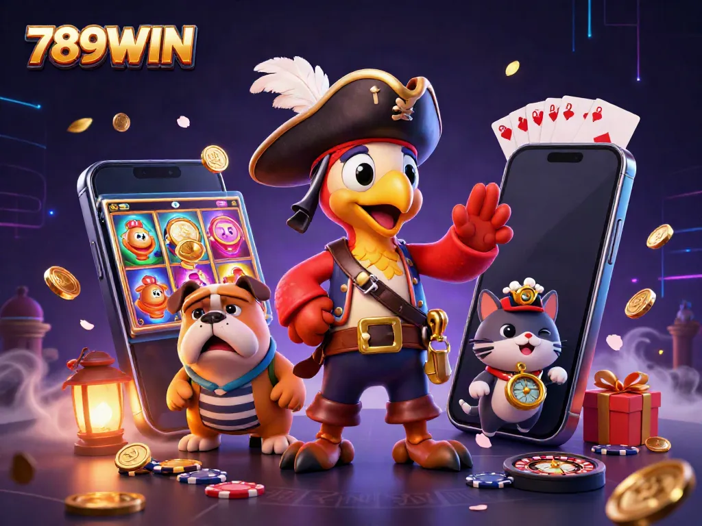 Experience the thrill of winning with 789WIN, featuring colorful slot games and vibrant characters in an exciting casino atmosphere.