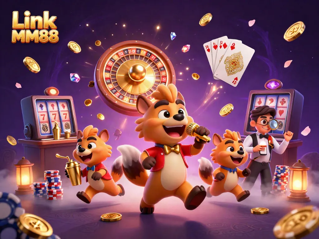 Experience excitement at Link MM88 with 3D hyenas in a casino scene featuring comedic entertainment and gaming action.