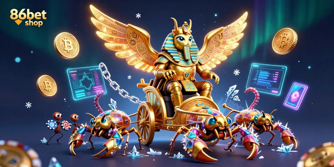 Bet and win at 86bet shop with conquering elements in a vibrant casino scene.