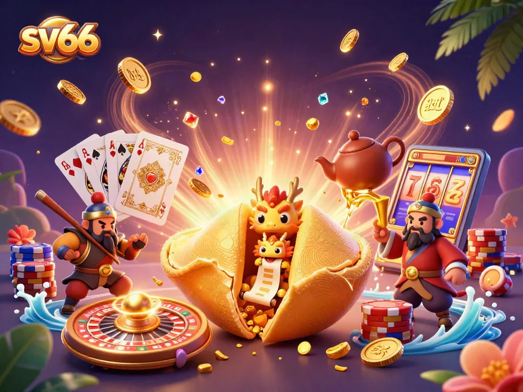 Experience thrilling gameplay with sv66's dynamic casino illustration featuring luck and fortune.