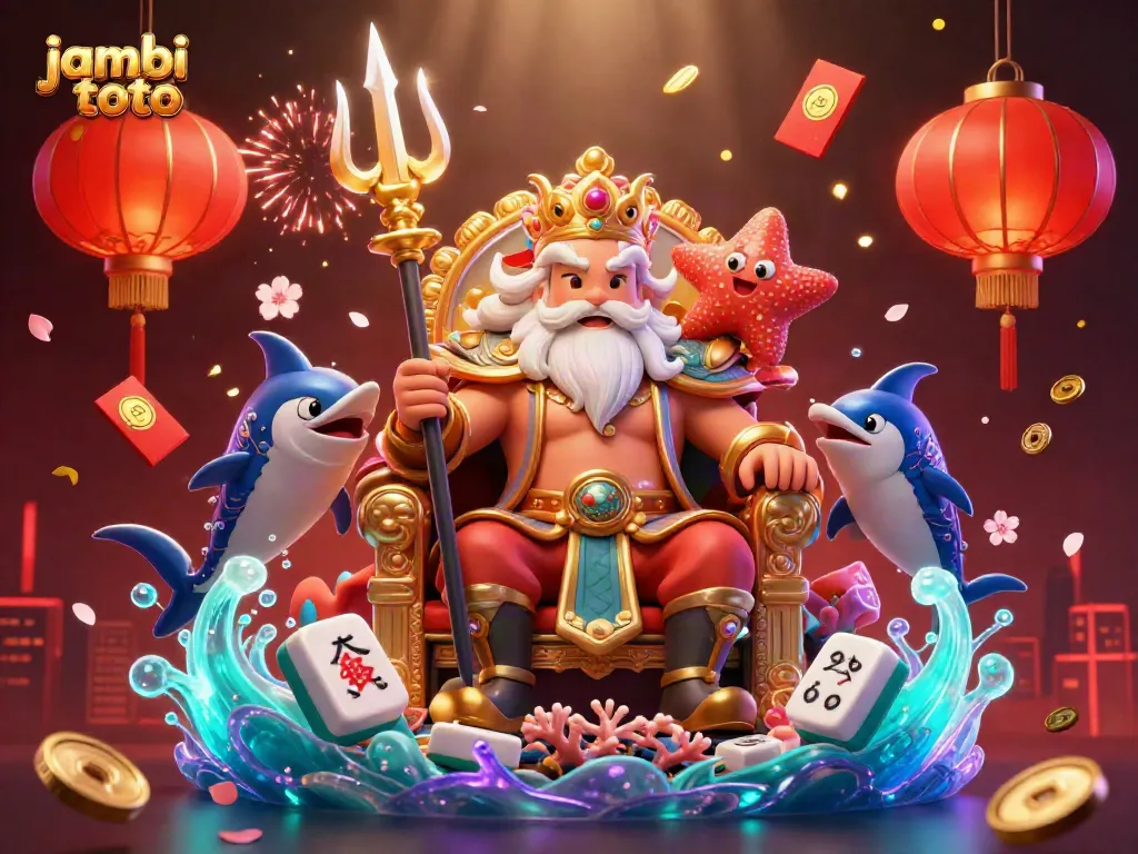 Experience exciting jambi toto gameplay with a vibrant underwater casino scene featuring Neptune and gaming elements.