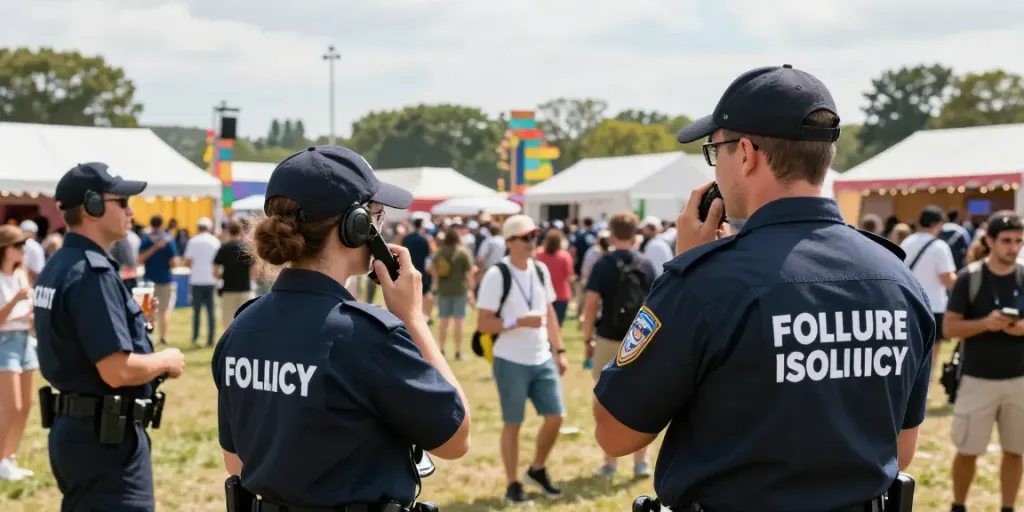 Event security team ensuring safety at a community festival, trusted local services.