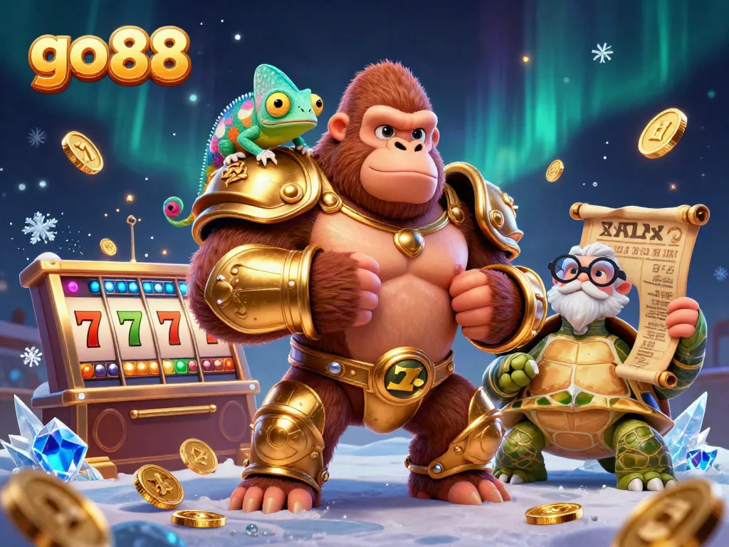 Experience go 88's exciting slot reels and golden jackpots in this vibrant casino illustration.