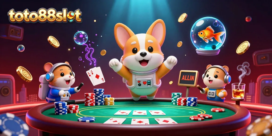 Experience thrilling wins with toto88slot in a vibrant casino scene featuring playful characters and dynamic game elements.