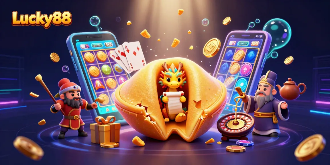 Experience thrilling gameplay with Lucky88 in this vibrant casino-themed illustration.