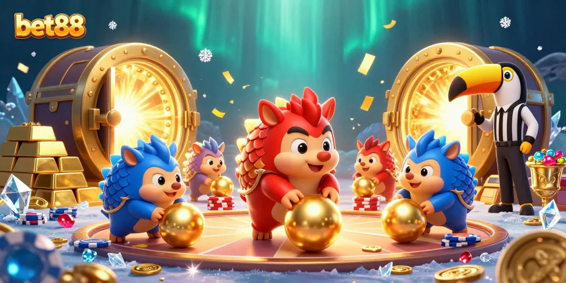 Experience thrilling action with bet88 as rival pangolins roll through a golden casino scene bursting with excitement.