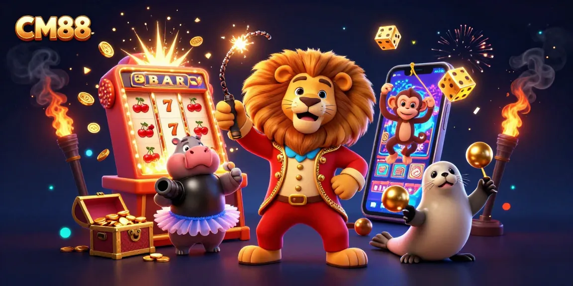 CM88 jackpot scene with characters celebrating wins in an engaging casino setting.