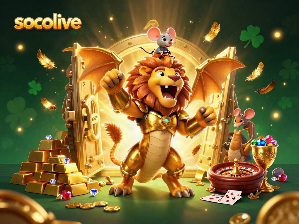 Socolive offers thrilling casino action with a majestic chimera and treasures in 3D