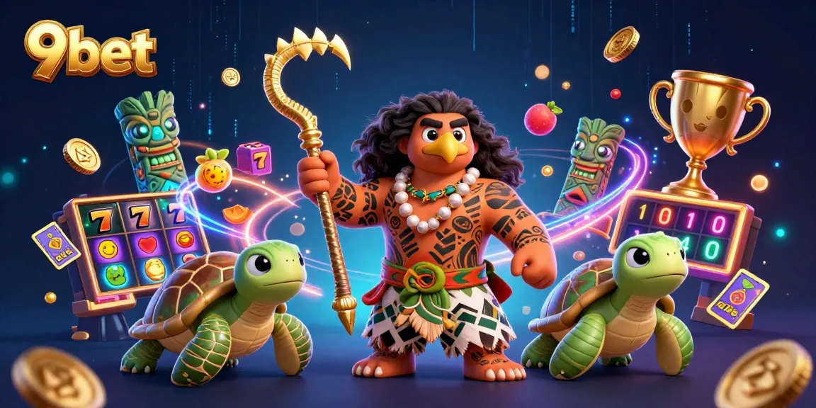 Engage with the exciting world of 9bet in this vibrant, casino-themed illustration featuring dynamic slot machines.
