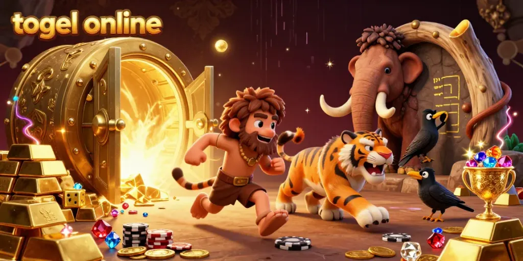 Engage in thrilling togel online adventures with a dynamic prehistoric casino featuring captivating characters.