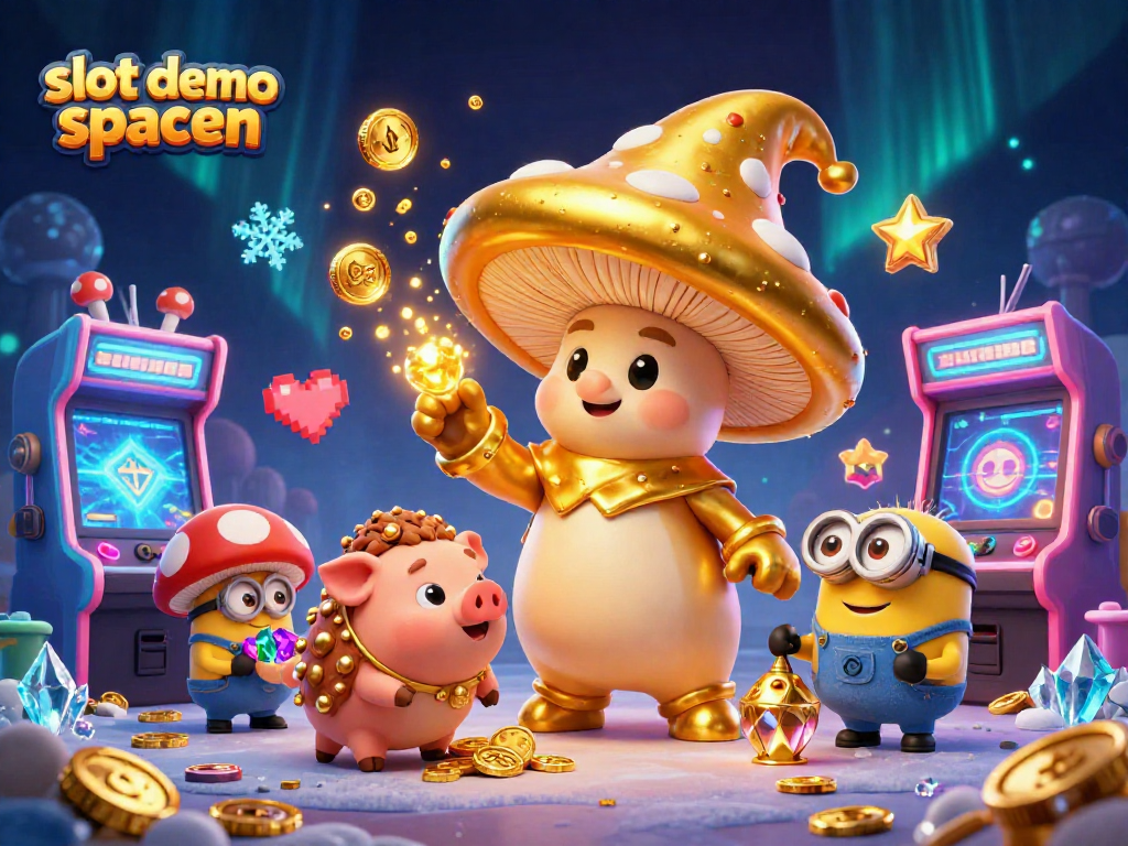 Play slot demo spaceman adventure with golden wizard, surrounded by gems and arcade elements.