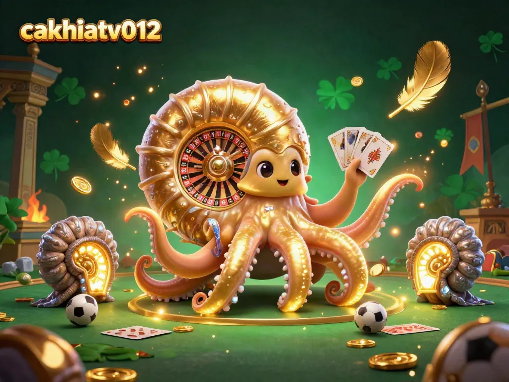 Experience exhilarating sports betting action with cakhiatv012 featuring a dynamic 3D nautilus and glowing ammonite companions.
