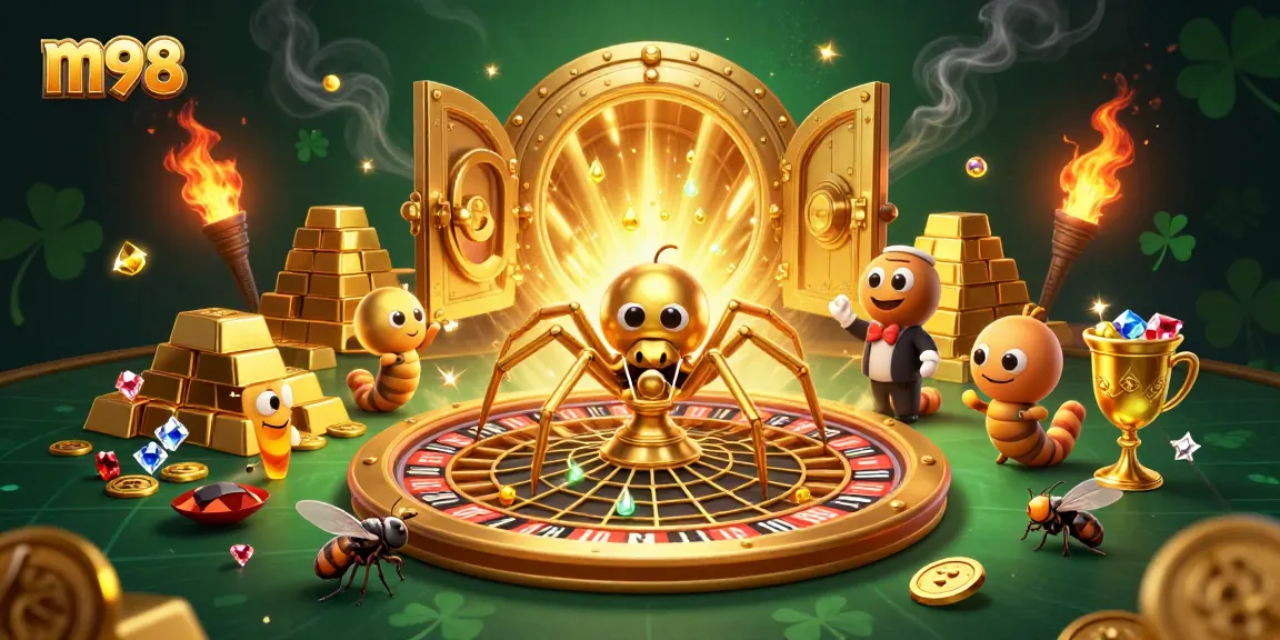 Bet on m98's exciting games with a golden web of opportunities spinning around you.