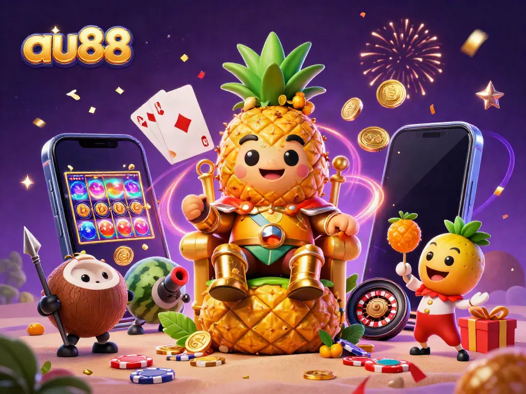 Experience the excitement of au88 through this vibrant casino scene, featuring unique characters and game elements.