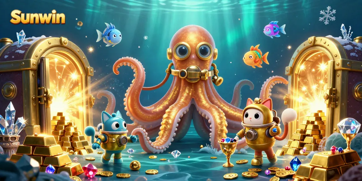 Experience thrilling gameplay on Sunwin with vibrant treasures and fantasy imagery in this 3D illustration.