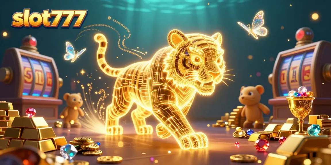 Experience thrilling gameplay on slot777 with a vibrant 3D casino illustration showcasing winning dynamics and opulence.
