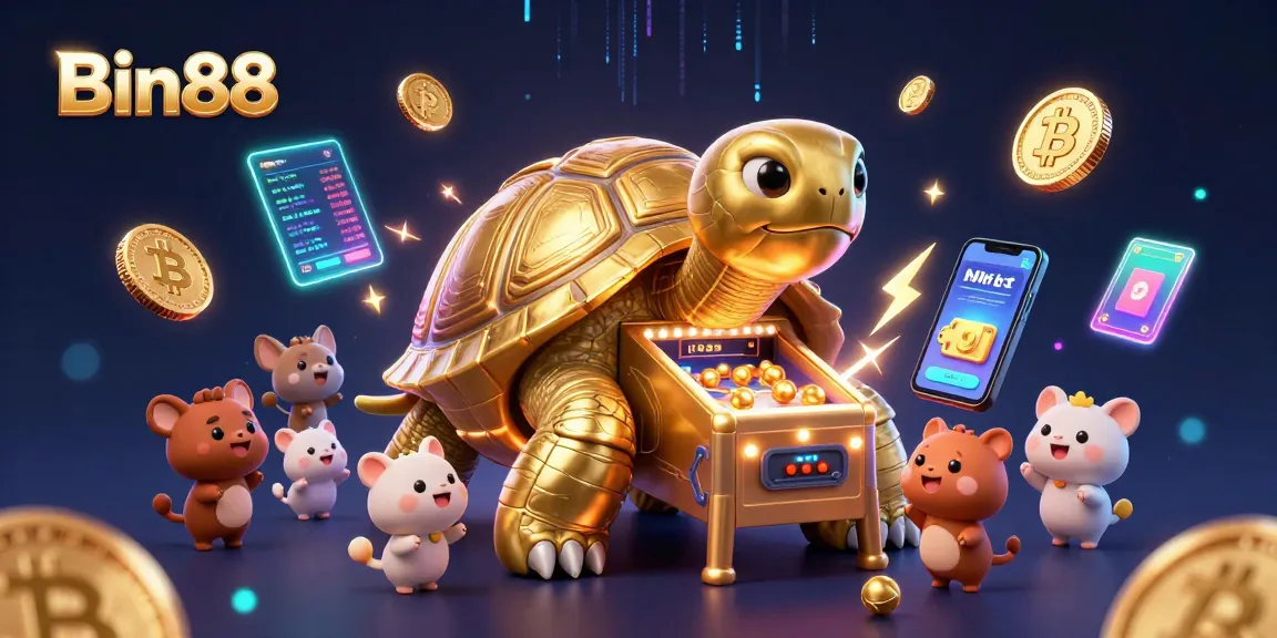 Experience thrilling play at Bin88 with exciting games, vibrant characters, and cryptocurrency elements.