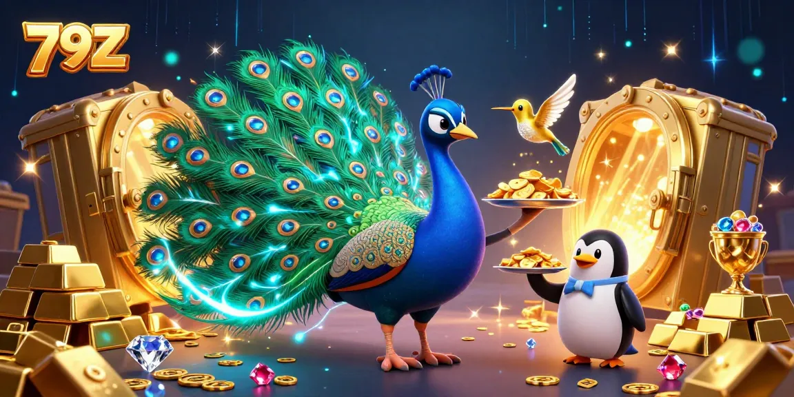 Experience the thrill of winning with 79Z in this luxurious 3D casino scene filled with treasures.