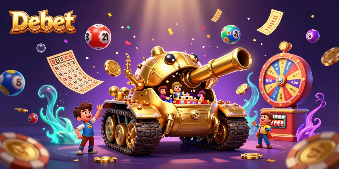 Experience the Debet betting world with an engaging casino-themed 3D illustration showcasing fun, excitement, and winning potential.