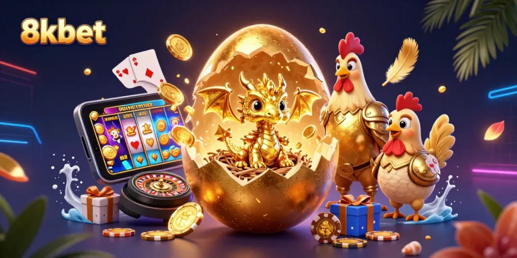 Experience thrilling 8xbet gaming with a golden dragon and slot action bursting with excitement.