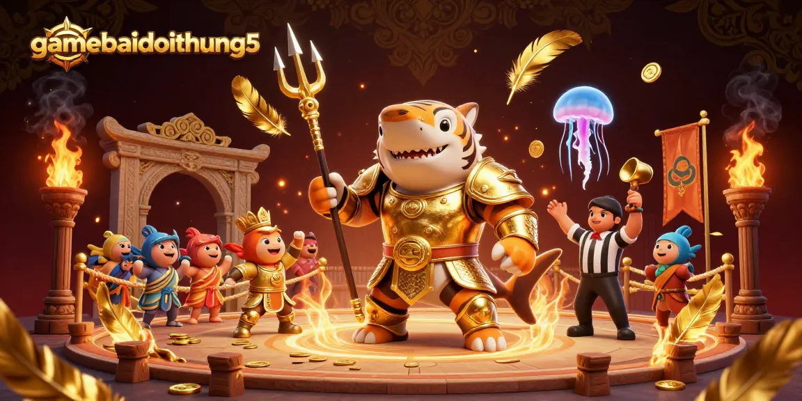 Experience dynamic gameplay with gamebaidoithuong5 in a vibrant underwater colosseum featuring a gladiator shark and unique game elements.
