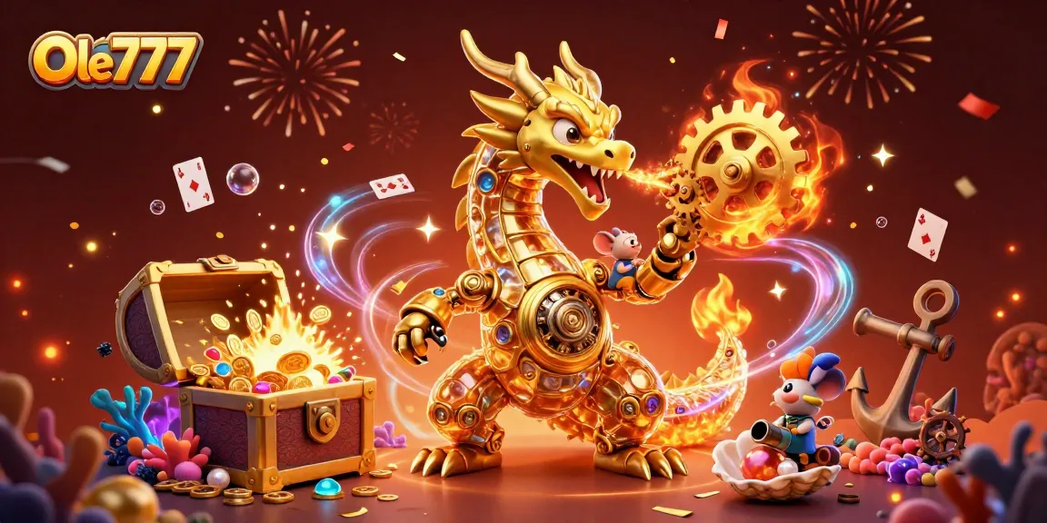 Experience thrilling gaming adventures at Ole777 with vibrant casino elements and captivating characters.